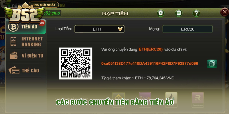 Các bước chuyển tiền bằng tiền ảo