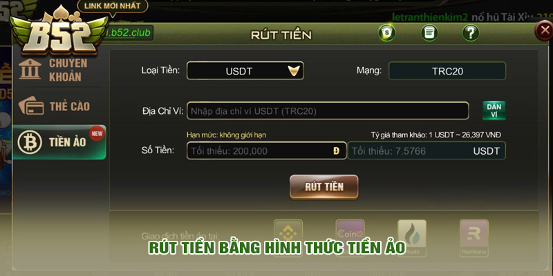 Rút tiền bằng hình thức tiền ảo