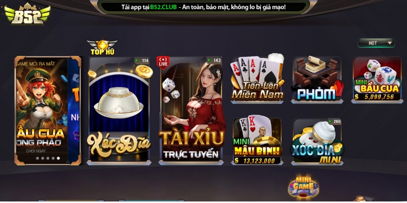 Đa dạng game xóc đĩa tại B52 Club - đổi thưởng cực chiến 